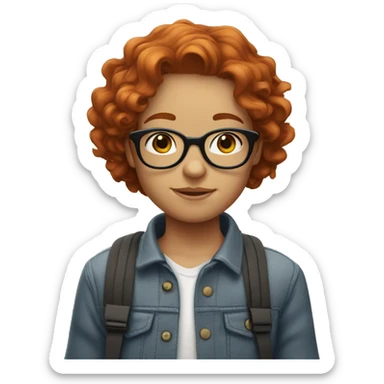 
young redhead with wavy hair and round glasses sticker