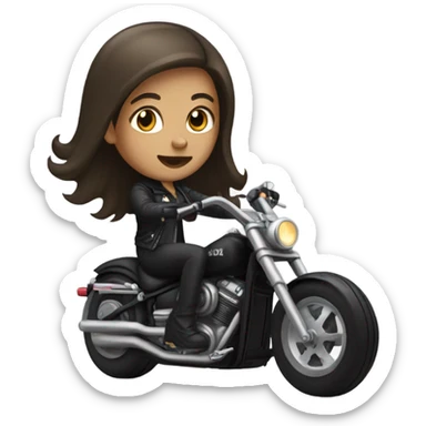 Girl with dark blonde hair on a black chopper motorcycle  sticker