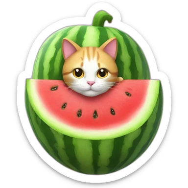 Cat sit in watermelon  sticker