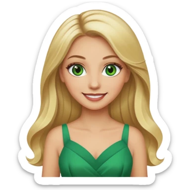 Fille cheuveux blond longt yeux vert  maquiller robe  Métisse chronique sticker