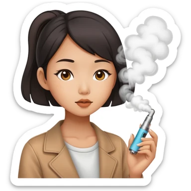 Asian girl vaping cutely  sticker