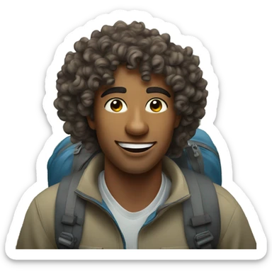 curly hair 20 year old hiking in smoky mountains sticker