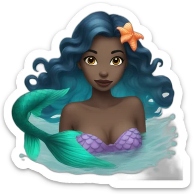 little-mermaid poisson noir girl sticker