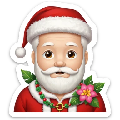 santa with flower hawaii necklace sticker