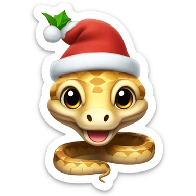 cute snake in a Christmas cap sticker