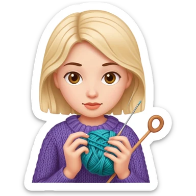 Girl knitting sticker