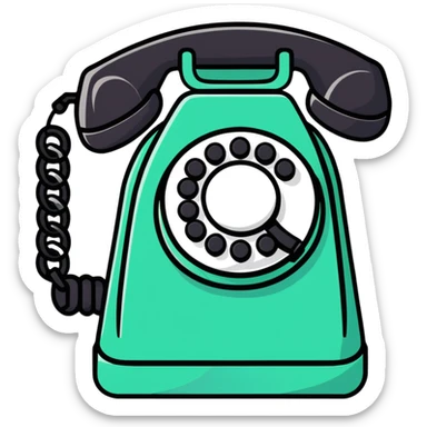 black telephone, retro desk phone sticker