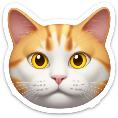 Fat red white cat with yellow eyes looking directly into the camera sticker