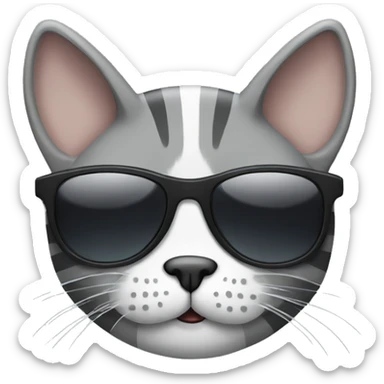 Gray stripped cat with white paws and sunglasses  sticker
