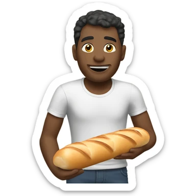 Pete eating a baguette  sticker