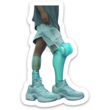 Vaporwave person with prosthetic leg  sticker