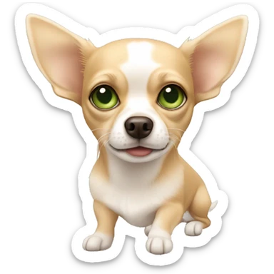 Light brown and white chihuahua with a blonde girl green eyes  sticker