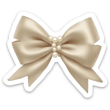 beige silk bow with pearls stud sticker