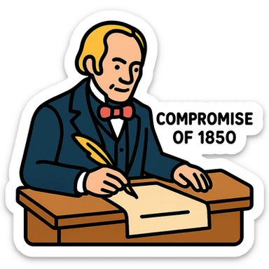 color outline icon of Henry Clay writing at a desk, Compromise of 1850 sticker