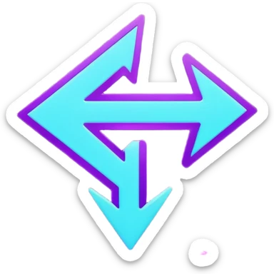 futuristic minimalistic glowing reload arrow symbol, purple and cyan energy glow, dark background, clean modern design, 1:1 aspect ratio, no face sticker