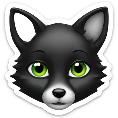 black fox cute female with green eyes sticker