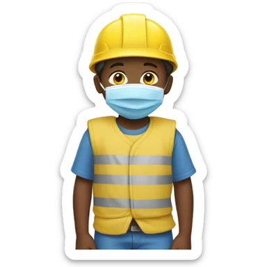 Kid with yellow shirt a blue helmet and a diaper  sticker