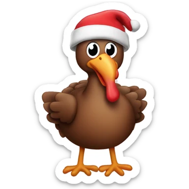 Turkey in a Christmas hat sticker