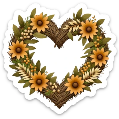 nature wreath heart, boho  sticker