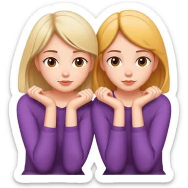 two girls sitting back to back with their cheeks touching sticker