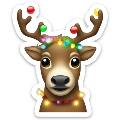 Party reindeer with Christmas lights sticker
