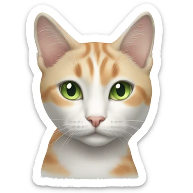 Pale orange, gray, and white cat with green eyes sticker