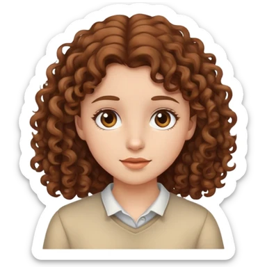 Girl with brown curly gair sticker