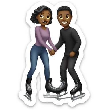 A couple skating on a skating rink sticker