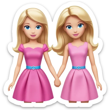 two barbie’s holding hands sticker