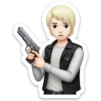 Emo guy holding a gun sticker