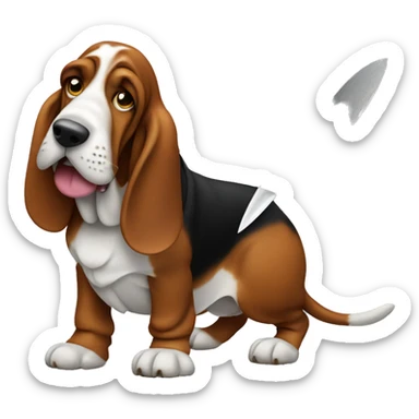 basset hound with a knife sticker