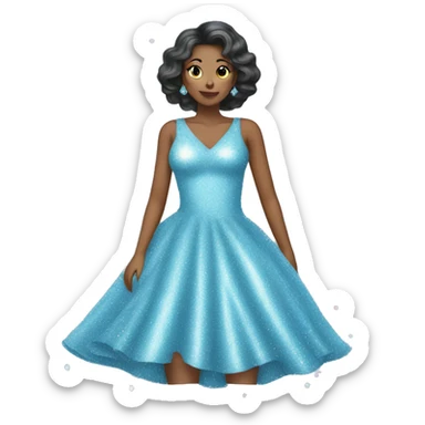 Sparkly pastel blue dress covered in glitter. The dress should be long  sticker