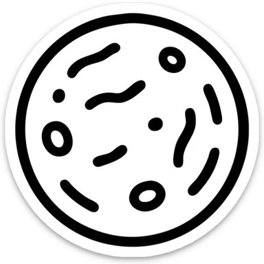 Convert this realistic Mercury planet into a true emoji: simplify the details, increase contrast, make the round rocky gray ball with pitted marks and rough patches bold and clear, add a subtle outline, keep background transparent. sticker