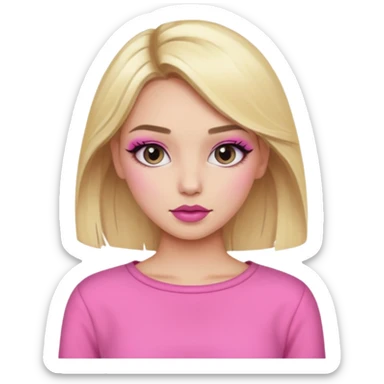 blonde girl, pink clothes, trendy heavy makeup sticker