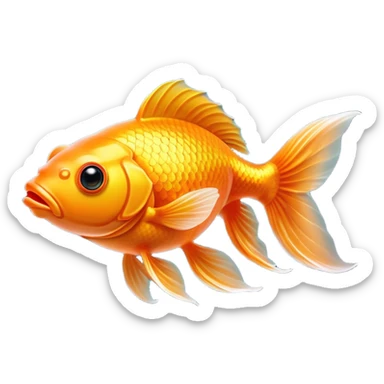 Cinematic Noble Orange Goldfish Portrait Emoji, Poised and regal, with a sleek, streamlined build and a lustrous, vibrant orange body, deep-set soulful golden eyes, Simplified yet sharp and sophisticated features, highly detailed, glowing with a soft, dignified glow, high shine, intelligent and graceful, stylized with an air of aquatic elegance, focused and attentive, soft glowing outline, capturing the essence of a watchful and confident aquatic companion, so majestic it feels as though it could glide out of the screen with effortless authority! sticker
