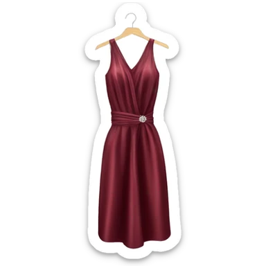 Luxury sparkling silk dress in dark-cherry-Red-colour on hanger sticker