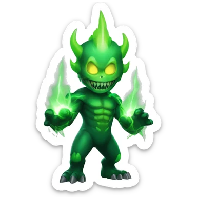 Kaiju No. 8 (2024) - Full body appearance, featuring green lightning and a skull face. sticker