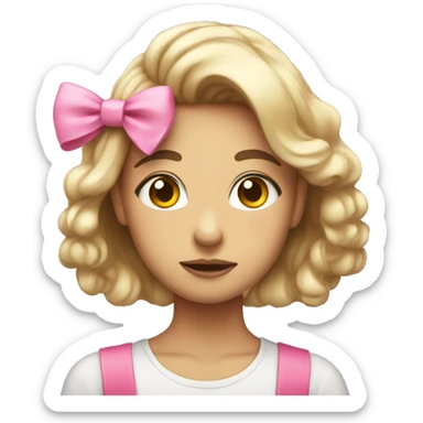 Emoji side eyeing me with a pink bow sticker