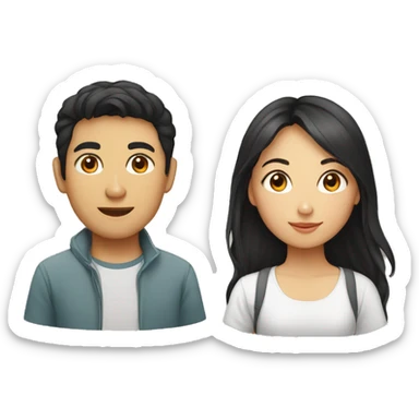 a young Vietnamese man and a young Tunisian woman sticker