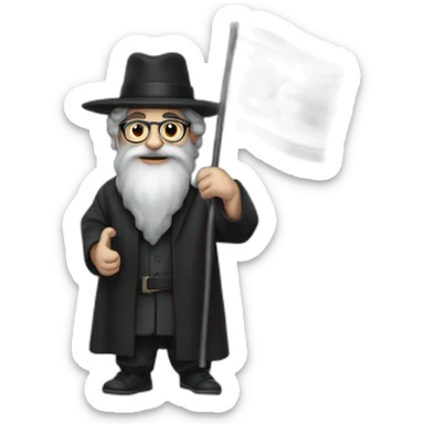 rabbin with Sidelocks holding israel flag in his hands sticker