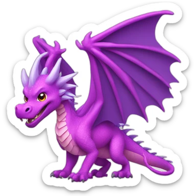 Pink and purple dragon with feathered wings sticker