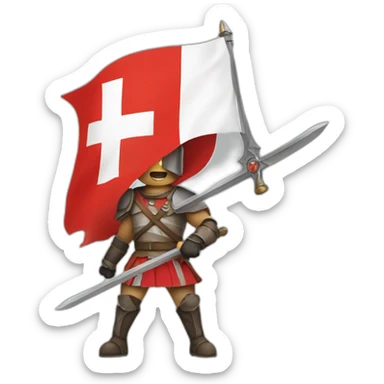 A swiss flag turning into a swiss warrior sticker