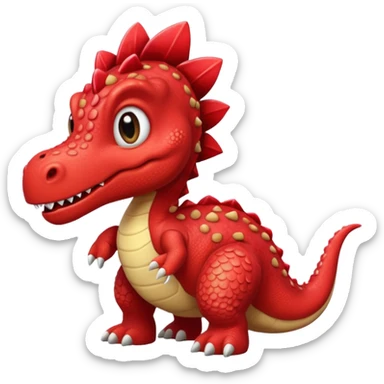 Red dinosaur with bows sticker