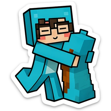 Extract all the person characters from the image, remove the background and any objects, and place each character on a transparent background. Maintain the original Minecraft cartoon style and appearance. sticker