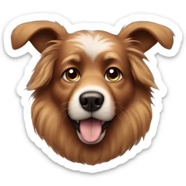 Fluffy brown dog with standing ears. His nose and face has dark brown spots.  sticker