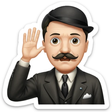 Adolf hitler with a Charlie Chaplin mustache throwing up CK sticker