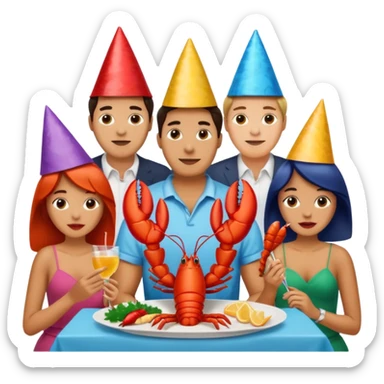 To many people eating lobster at a family party sticker