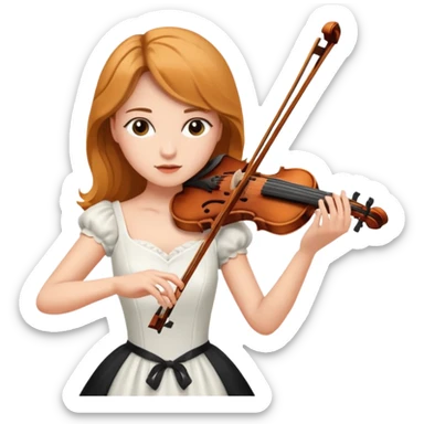 woman playing violin with white dress sticker