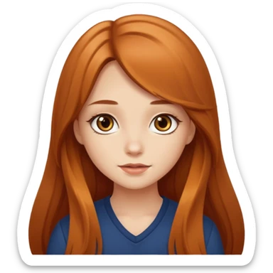 Cute girl with auburn very long hair caramel eye sticker