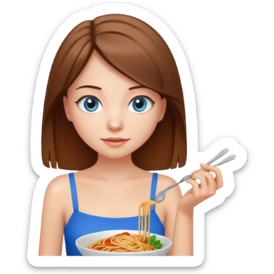 Girl with brown straight hair and blue eyes with spaghetti strap top sticker